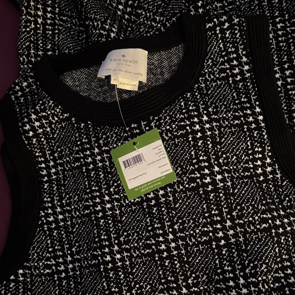 Kate Spade Black and White Textured sweater Dress